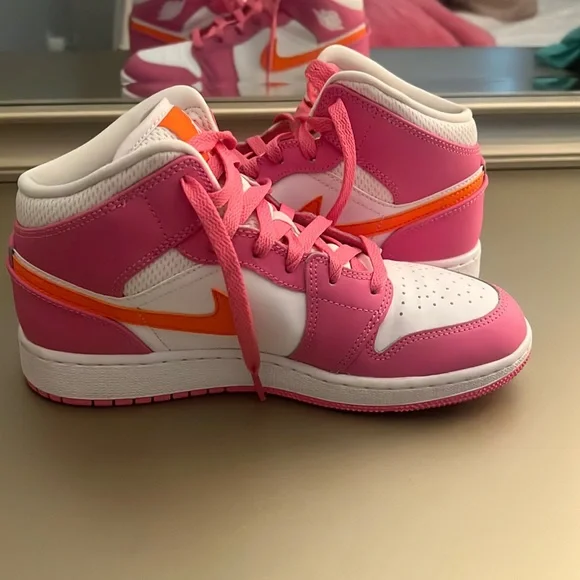Nike Air High-Tops with Pink and Orange Accents Nike | Shoes | Nike Hightop Sneakers With Pink And Orange  main image 2